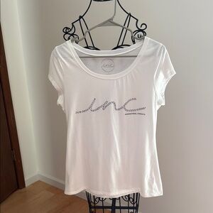 INC International Concepts White Graphic Short Sleeve Tee